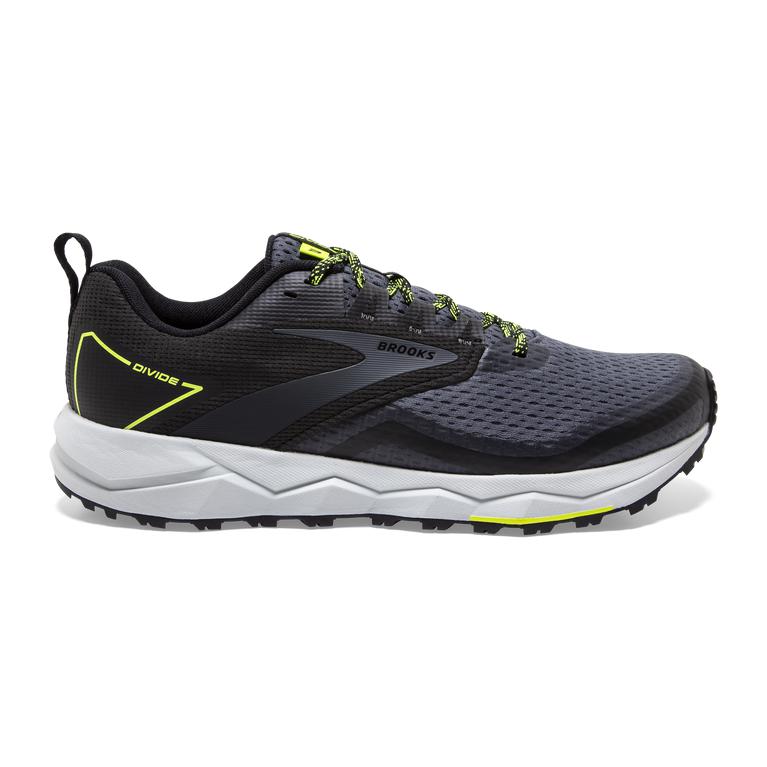 Brooks DIVIDE 2 Outdoor Trail Running Shoes Mens Canada - Black/Ebony/grey Charcoal/Nightlife/green